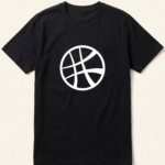White Basketball Line Graphic Black T-Shirt