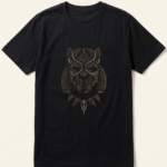 Black Panther Gold Pattern Mask Black T-Shirt