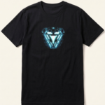 Iron Man Blue Triangular Arc Reactor Black T-Shirt