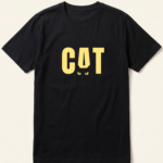 Yellow Cat Eyes Typography Black T-Shirt
