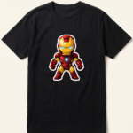 Chibi Iron Man Black Graphic T-Shirt