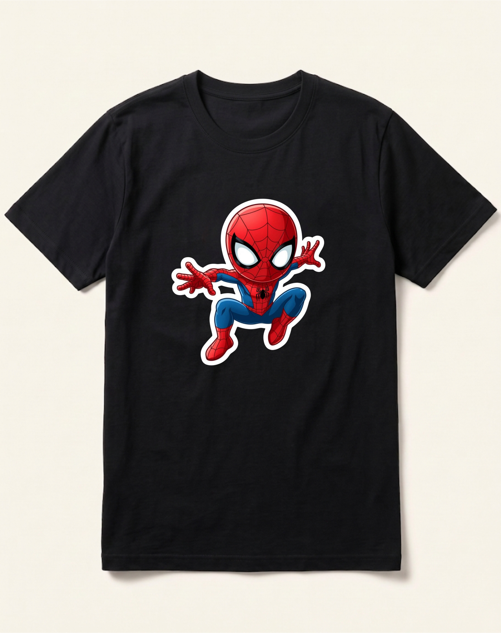black-chibi-spider-man-tshirt Chibi Spider-Man Black Graphic T-Shirt - Image 1