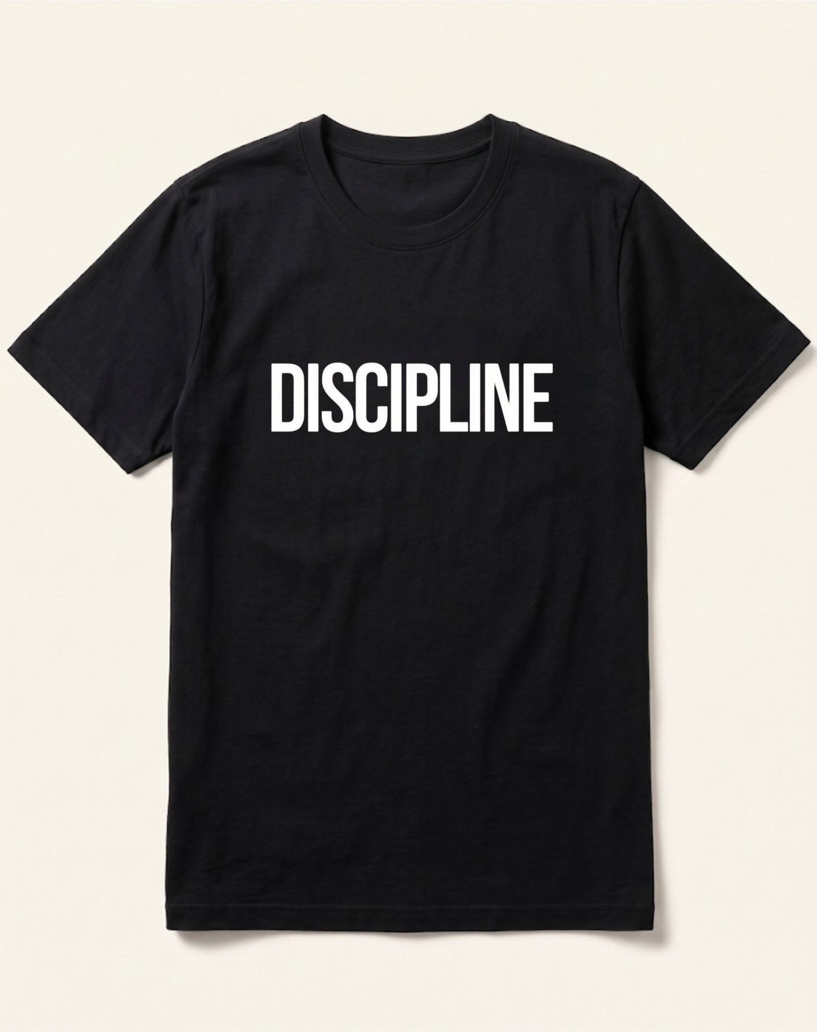 black-discipline-tshirt Discipline White Typography Black T-Shirt - Image 1