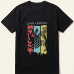 Game of Thrones Three House Banners Black T-Shirt