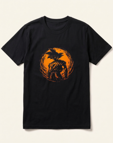 Goku Orange Aura Black Graphic T-Shirt