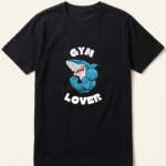 Gym Lover Muscular Shark Black T-Shirt