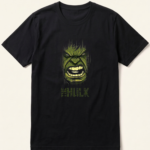 Hulk Angry Face Black Graphic T-Shirt