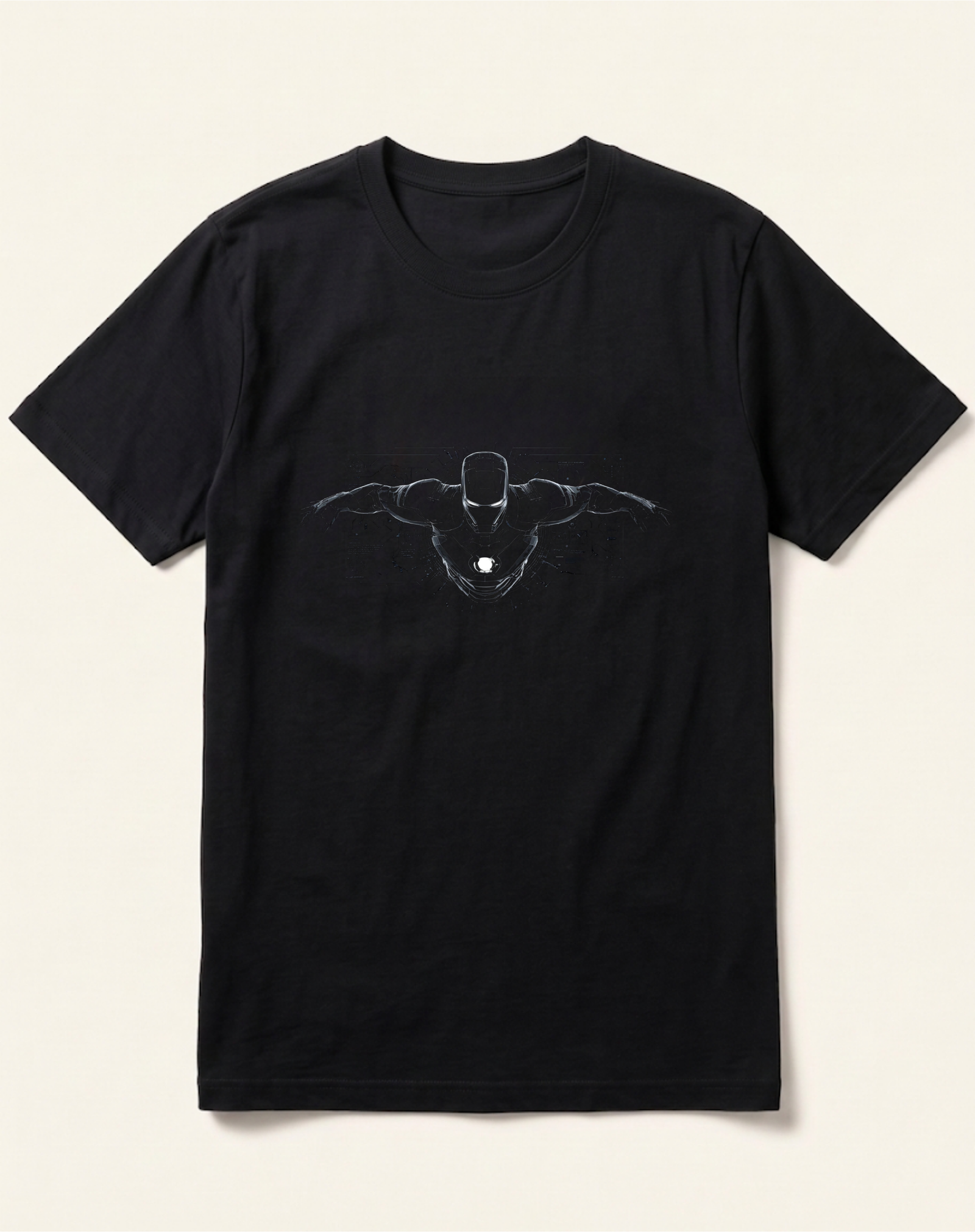 black-iron-man-flying-silhouette-tshirt Iron Man Flying Silhouette Black T-Shirt - Image 1