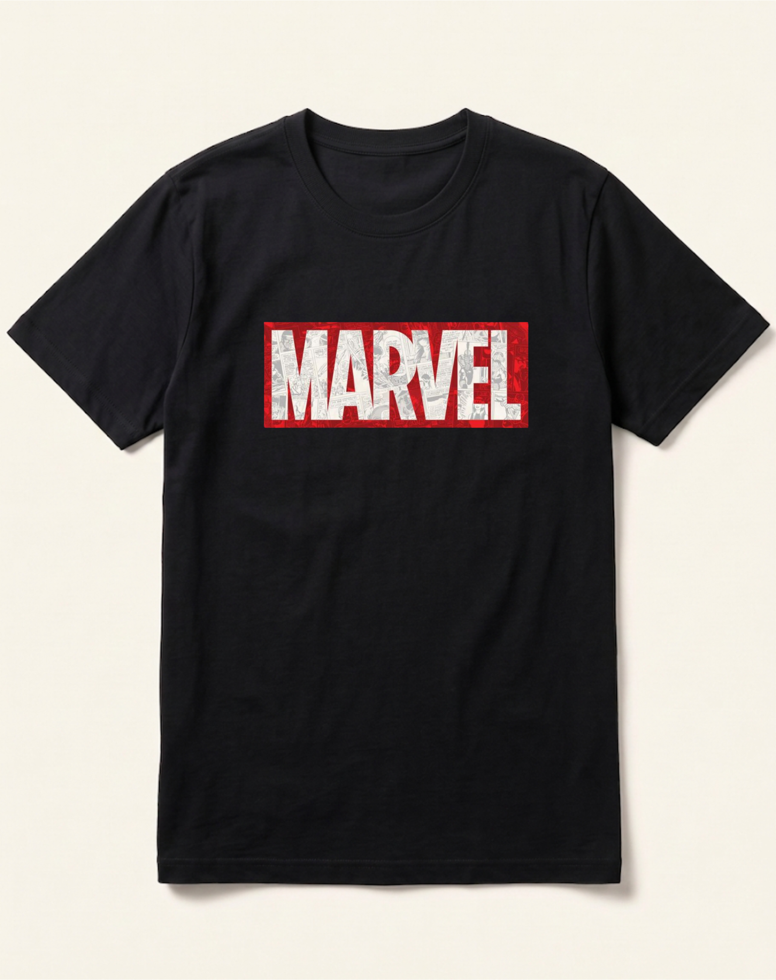 black-marvel-logo-tshirt Marvel Distressed Box Logo Black T-Shirt - Image 1