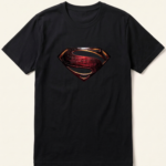 Superman Textured Red Shield Black T-Shirt
