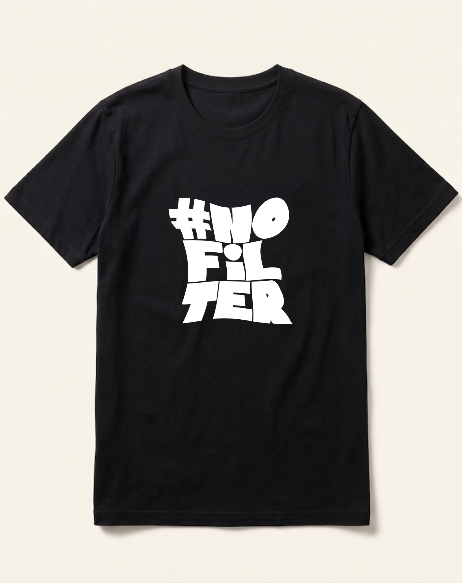 black-no-filter-tshirt No Filter Bold Typography Black T-Shirt - Image 1