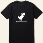 No Connection Pixel Dinosaur Black T-Shirt