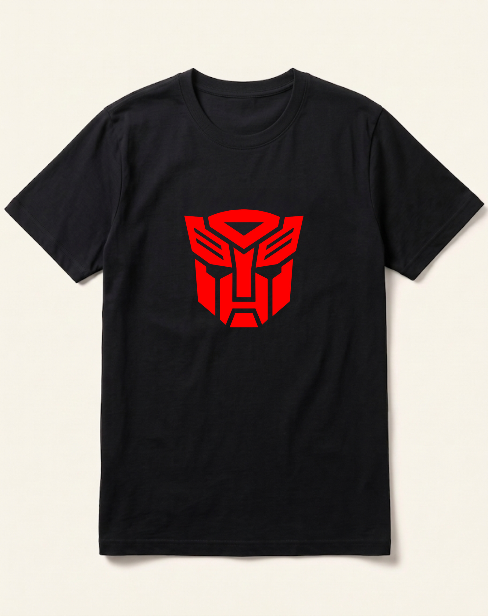 black-red-robot-emblem-tshirt Transformers Red Autobot Logo Black T-Shirt - Image 1