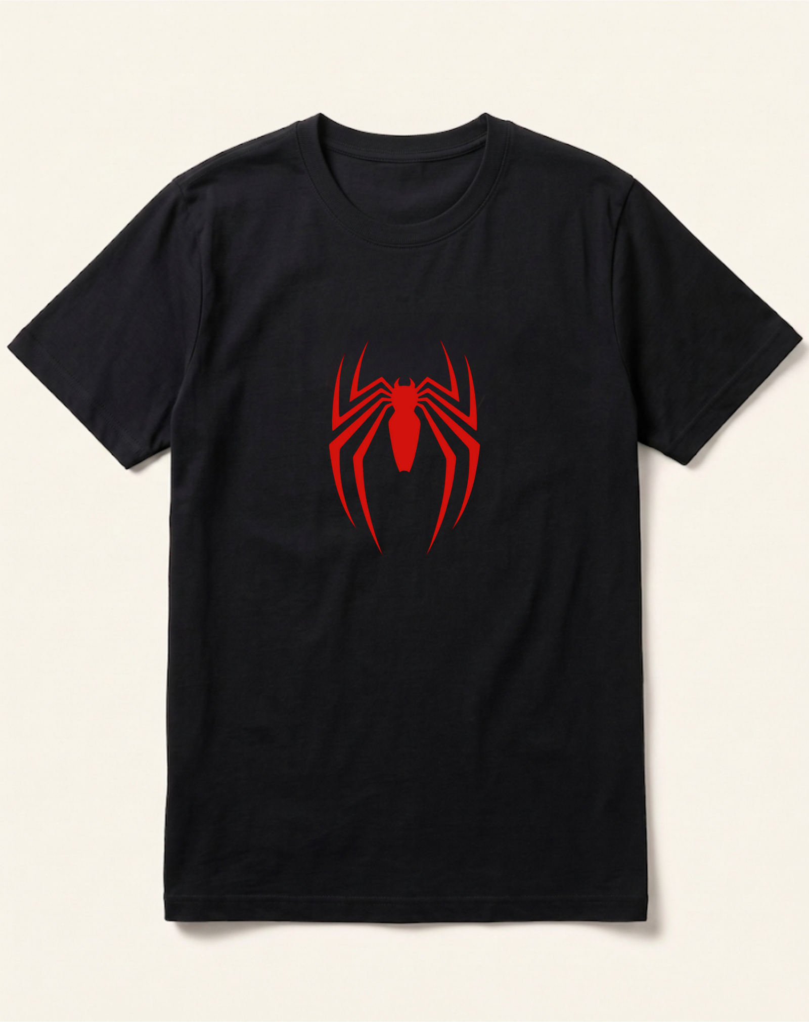 black-red-spider-emblem-tshirt Spider-Man Solid Red Spider Black T-Shirt - Image 1