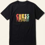 Retro Chess Pieces Black T-Shirt