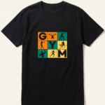 Retro Gym Grid Black Graphic T-Shirt