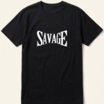 Savage White Typography Black T-Shirt