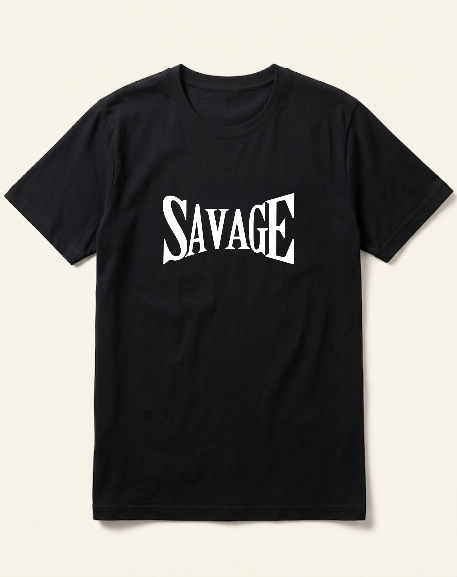 black-savage-typography-tshirt Savage White Typography Black T-Shirt - Image 1