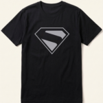 Superman Silver-Grey Shield Black T-Shirt