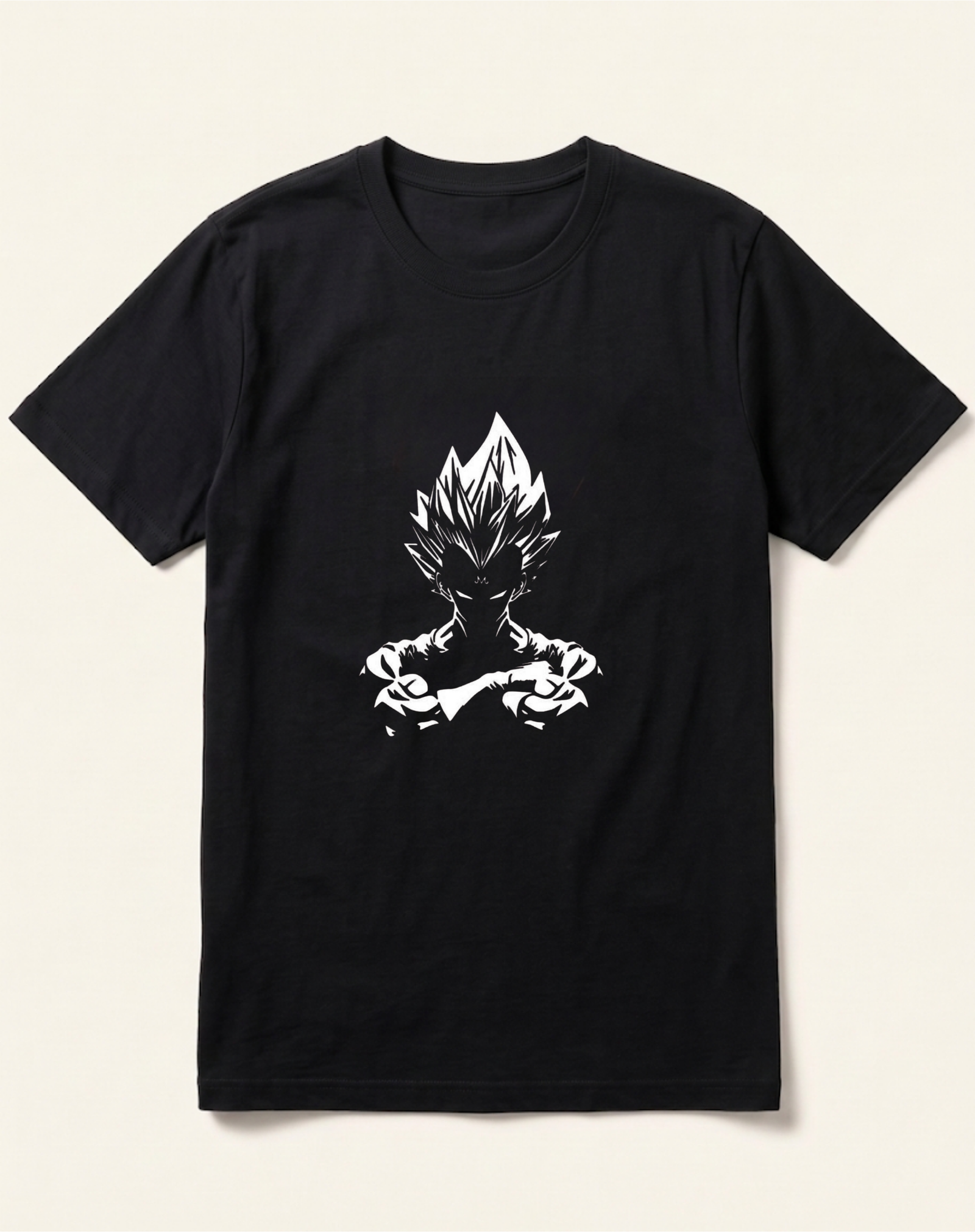 black-super-saiyan-silhouette-tshirt Super Saiyan White Silhouette Black T-Shirt - Image 1