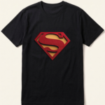 Superman Red and Gold Shield Black T-Shirt