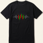 Trading Candlestick Heartbeat Black T-Shirt